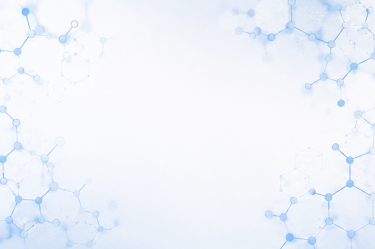 Abstract blue molecular structure on a light blue background